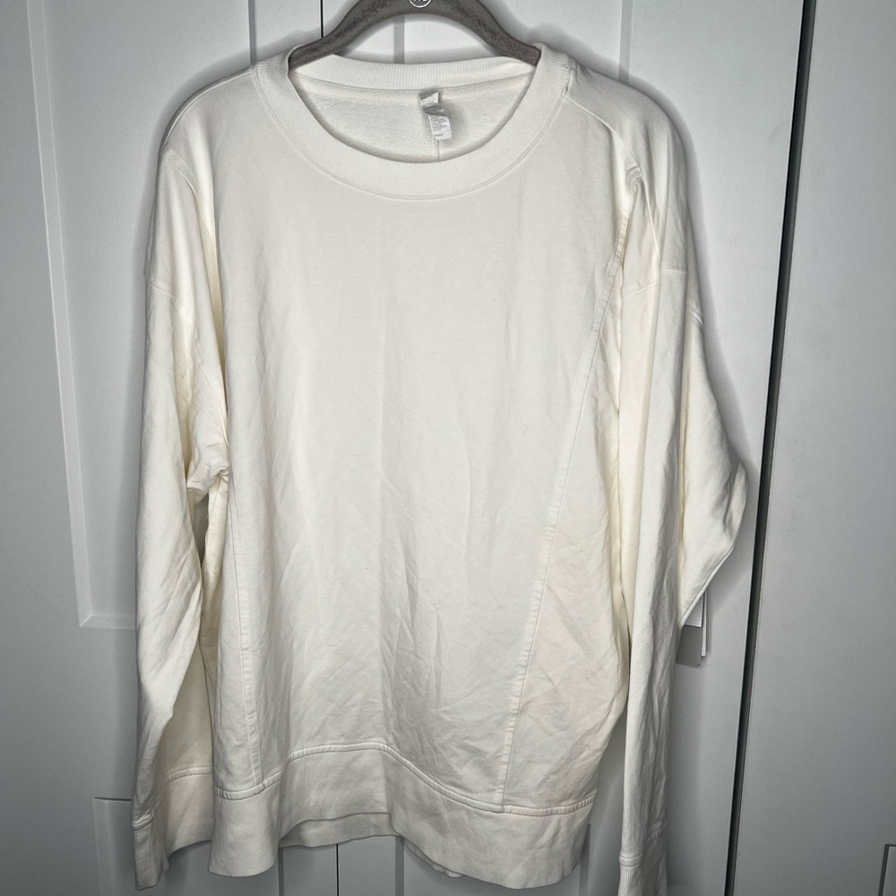 Zella Off-White Crewneck Oversized Long Sleeve Shirt NWT Women's Size Medium